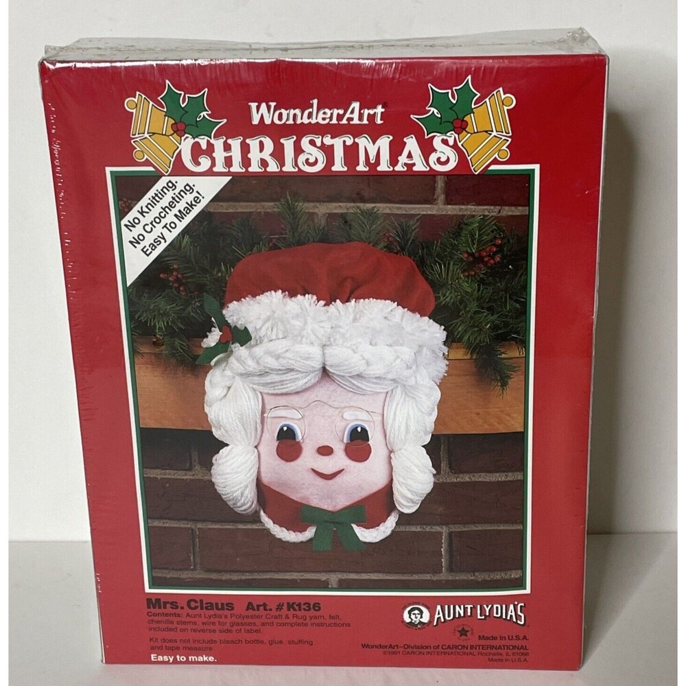 VINTAGE 1991 WONDER ART CHRISTMAS MRS.CLAUS AUNT LYDIA'S OLD NO KNIT NO CROCHET